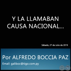 Y LA LLAMABAN CAUSA NACIONAL...  - Por ALFREDO BOCCIA PAZ - Sbado, 27 de Julio de 2019
